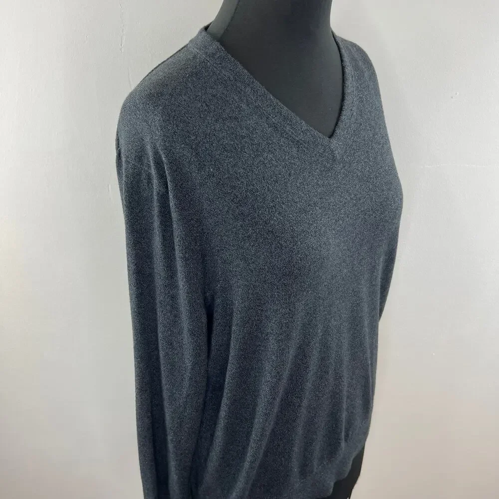 Banana Republic Luxury Blend Silk Cashmere Gray Heather V-Neck Men's Pullover L